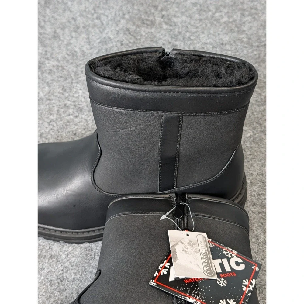 Thermolite Arctic Waterproof Boots Men's 12M Black Rubber Soles Zip up Lined